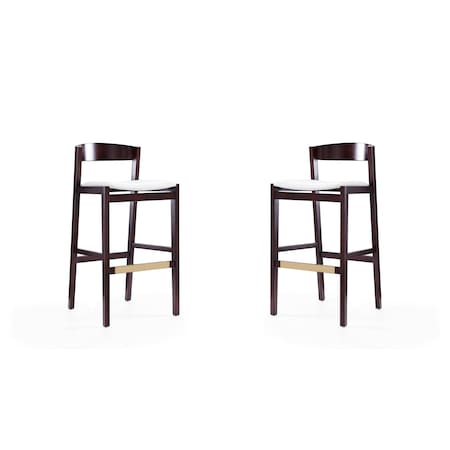Manhattan Comfort Klismos Barstool in Ivory and Dark Walnut, PK2 2-BS014-IV